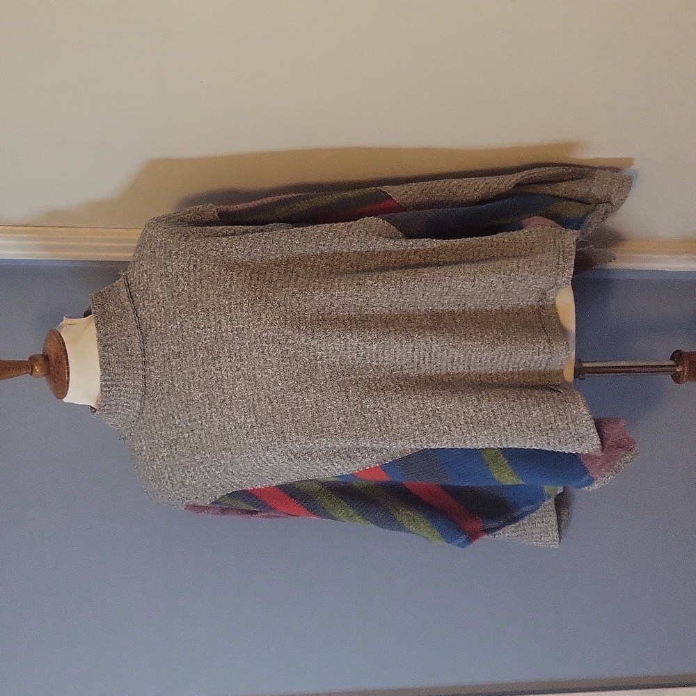 We The Free People Sweater Boxy OVERSIZED Gray Stripes Small HUGE